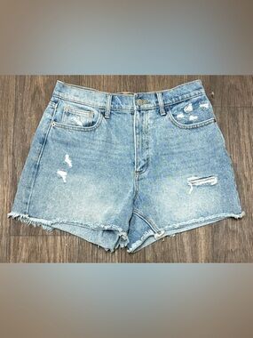 Cello Distressed Denim Shorts Raw Hem Light Wash Size M